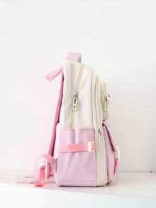 2026 Cute Colorblock Women's Backpack, Multi-Pocket Nylon Student Backpack, Cute Laptop Backpack Set For Girls - Multicolor - View 5