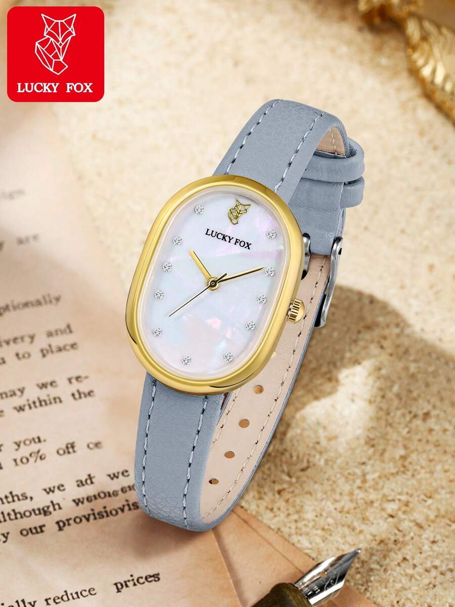 LUCKYFOX 復古方形 PU 皮革石英女錶，極簡商務休閒風，多色百搭鋅合金錶殼，日常通勤女錶 - 藍色 - 查看 1