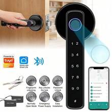 3-In-1 Smart Door Lock With App Control: Keyless Entry Fingerprint Door Handle With Keypad And Physical Keys, Battery-Powered Electronic Deadbolt For Home, Bedroom, Apartment, And Office (Black) - 黑色 - 查看 11