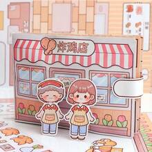 Girls DIY Paper Doll House No-Cut Daily Life Theme Quiet Book Stress Relief Squeeze Toy Interactive Handmade Toy Book Scrapbook Set - Multicolor - View 13