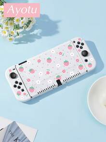 Ayotu Cartoon Strawberry & Dot & Flower Pattern Game Console Shell And Accessories Compatible With Switch/Switch OLED/Switch Lite, Includes Protective Case, Storage Bag, Dock Shell, Controller Protective Cover And More Styles To Choose From, Back To School Gift/Birthday Gift/Anniversary Gift. - View 18