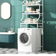 Toilet Bathroom Stainless Steel Toilet Storage Rack Bathroom Washing Machine Rack Storage Storage Rack - White - View 5