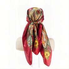 Hot-Selling Versatile Women's Fashion Silk Scarf, Travel Sun Protection Faux Silk 90cm Printed Shawl Headscarf - Multicolor - View 6