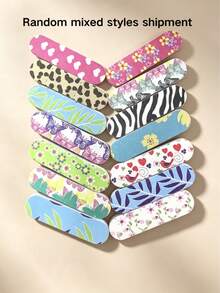 5pcs Ditsy Floral Double-Sided Nail Files, EVA Sponge Nail Files, 5cm/6cm/17.8cm Multiple Sizes Available - Multicolor - View 9