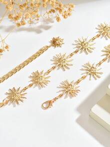 1 Peça Corrente de Cintura Estilo Boêmio Minimalista em Tom Dourado com Design de Girassol e Rosto Sorridente, Adequada para Casamentos, Banquetes, Festas, Ótimo Presente para Amigos e Entes Queridos - Dourado - Visão 5