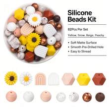 10 Colors Available | 82Pcs/Set Assorted Silicone Beads Set, Daisy & Arch Geometric Silicone Beads For DIY Decorative Pen, Bracelets & Handmade Crafts - Daisy Arch Mixed Set - View 10