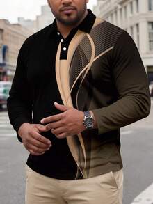 Men's Plus Size Colorblock Casual Versatile Daily Wear Polo Shirt - Multicolor - View 5