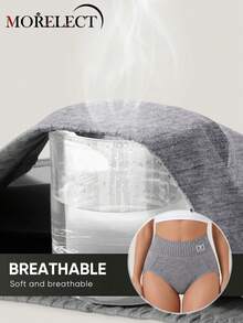 Morelect 1pc Women's High Waist Pure Cotton Panties Triangle Briefs Comfortable Soft Striped - Grey - View 6