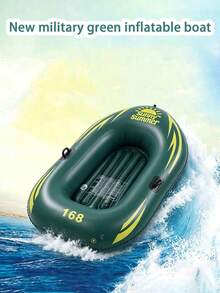 1pc Summer Sky Blue Creative Blue & White Inflatable Boat, Single Person Inflatable Boat, Water Sports Single Boat, Suitable For Amusement Parks, Swimming Pools, Shallow Waters, Multiple Ways To Play, Water Toy, Pool Party Essential - Multicolor - View 14