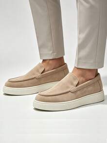 Men's Casual Shoes Suede Loafers Classic British Style Lightweight Soft Flat Shoes - Apricot - View 4
