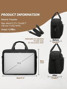 NEWHEY 17.3 Inch Laptop Bag Expandable Briefcase Men's Large Capacity Waterproof Computer Bag Suitable For Work, Office, Travel - Black - View 6
