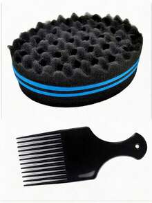 Magic Twist Hair Sponge, Professional Barber Sponge Brush, Styling Tool For African Curly Hair, Spiral Curls, Dreadlocks - C-Blue - View 8
