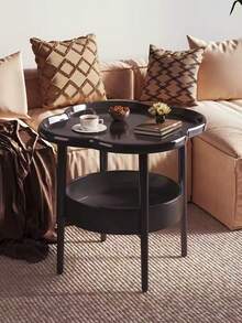 1pc Creative Home Small Table, Modern Minimalist Coffee Table Mobile Storage Rack, Beige Sofa Side Table, Bedside Cabinet, Corner Table, Suitable For Living Room, Bedroom And Balcony - Multicolor - View 2