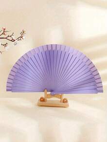 Vintage Handheld Folding Fan, Solid Color Wooden Folding Fan, Minimalist Style Suitable For Women, Modern Simple Classical Folding Fan, Dance Performance Prop, Wedding Party Home Decor - Multicolor - View 14