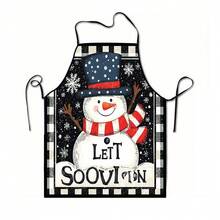 1pc Christmas Santa, Christmas Bell, Christmas Snowflake, Christmas Reindeer, Christmas Tree, Christmas Snowman, Christmas Penguin, Christmas Cartoon Animal Pattern Chef Apron, Apron, Suitable For Home Decor And Kitchen Use. Made Of 100% Polyester Material, Designed As Sleeveless Style, Perfect For Home Kitchen, Outdoor BBQ Cooking. This Printed Apron Is Unisex, Machine Washable And Reusable, An Essential Kitchen Item - Multicolor - View 15