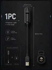 萬聖節恐怖季節骷髏投影燈 USB供電氛圍燈,適用於萬聖節裝飾、派對與節日房間 - 骷髏頭 - 查看 13
