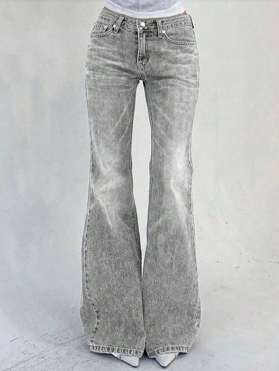 Teen GirlSlim High-Waisted Jeans - Light Grey - View 1