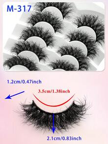ENCHUW 5 Pairs Fluffy Lashes Dramatic False Eyelashes Volumized Curling Three-Dimensional Fake Eyelashes Suitable For Parties - Black - View 2
