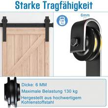 Schiebetürbeschlag Set aus Kohlenstoffstahl für Schiebetür, Laufschienen-System bis 130kg Tragkraft mit Sprungschutz und Türbegrenzern - 366 cm - Übersicht 3