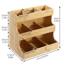 Bamboo Tea Bag Organizer, Tea Bag Storage Box With Divided Compartments, Space-Saving Tea Storage Container For Countertop, Home, Kitchen & Office Pantry - 木質色 - 查看 8
