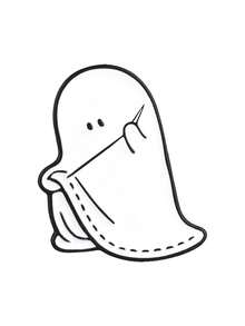 Sewing Ghost Enamel Pin Halloween Cartoon Spirit Sewing Cloth Brooch Fun Quirky Decor Badge - White - View 8