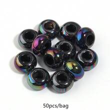 50pcs/Pack Acrylic Colorful Large Hole Wheel Beads 8*14mm Cute Macaron Solid Color Flat Beads DIY Phone Chain Keychain Home Curtain Decoration Loose Beads - Large Hole Wheel Beads - View 17