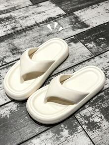 Sandal Musim Panas Sol Tebal Ujung Bulat Serbaguna, Sol Nyaman untuk Pemakaian Lama Tanpa Kelelahan Kaki, Mudah Dibersihkan, Penting untuk di Rumah, Luar Ruangan, Mendaki, Liburan dan Perjalanan - Putih - View 11