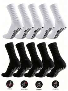 1/2/3/4/5/6/8/10 Pairs Men's Non-Slip Rubber Sole Football Socks, Sports Socks - Multicolor - View 1
