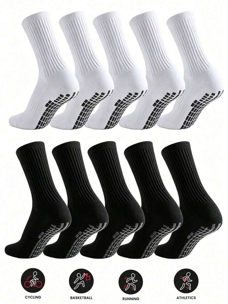 1/2/3/4/5/6/8/10 Pairs Men's Non-Slip Rubber Sole Football Socks, Sports Socks - Multicolor - View 1