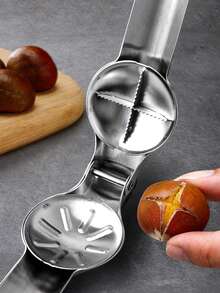 1pc Stainless Steel Nut & Chestnut Opener In Silver Color, Suitable For Fruits & Vegetables - Silver - View 4