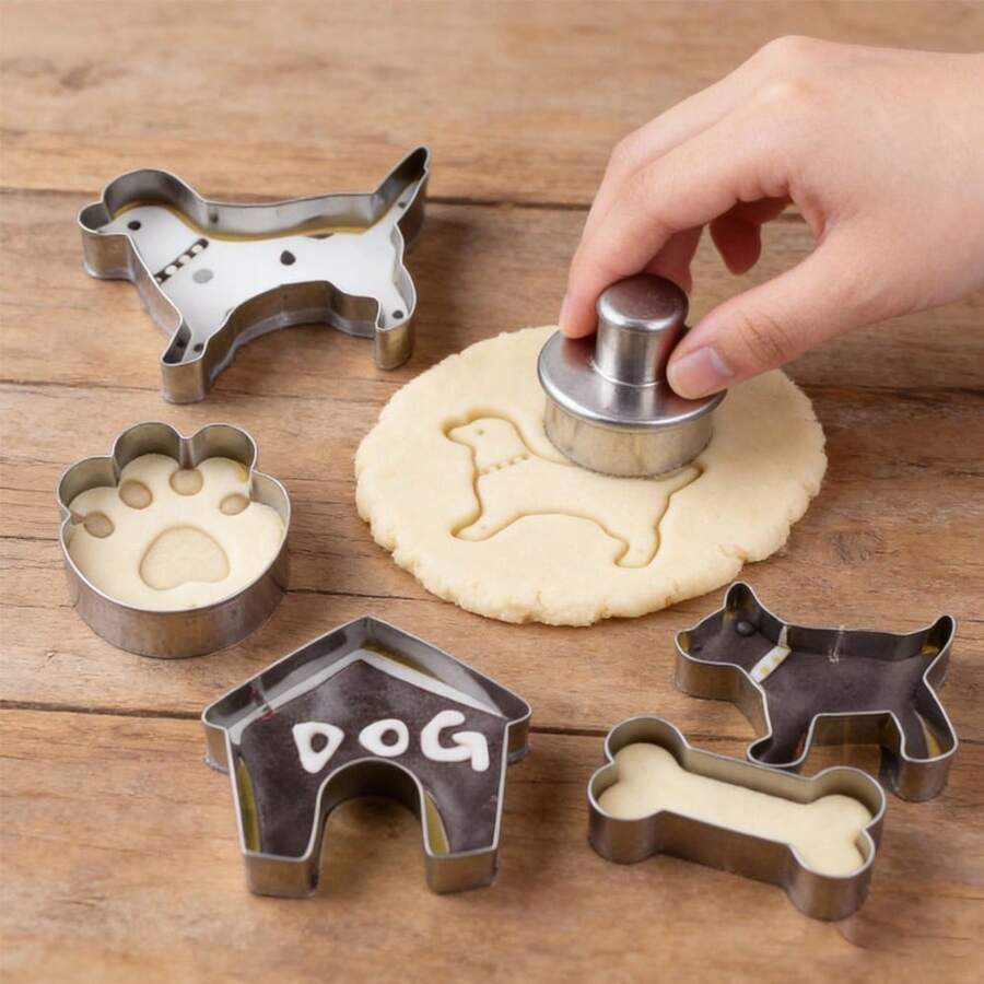 5pcs Dog Biscuit Cutter Set, Dog Paw Bone Dog House Shaped Metal Cookie Cutter, For Kitchen Baking Party Dessert Decoration Pastry Dough Baking Mold - Multicolor - View 1