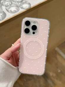 1pc Minimalist White Star Print Light Pink Phone Case, Full Camera Shockproof Protection, Soft Girl Style Fashion Decor, Holiday Gift For Best Friend, Compatible With Iphone 11 12 13 14 15 16 17 Pro Max - Multicolor - View 4