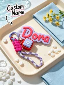 Customized Name Keychain, Personalized Creative Keychain, Bag Charm, Personalized Gift Suitable For Men And Women, Learning Supplies, Suitable For Teenagers, Middle School Students, High School Students, College Students, Lower Grade Students, Exquisite And Romantic, Practical And Fashionable, Travel Storage, Back To School Season - Multicolor - View 4