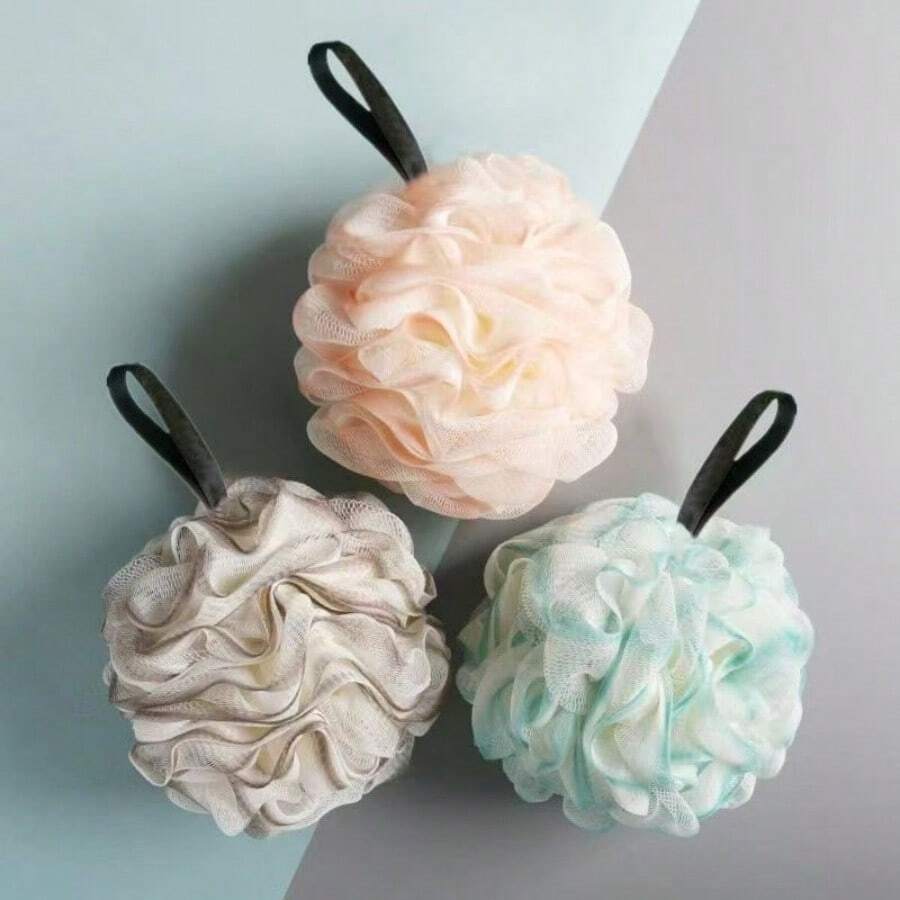 1pc Large Non-Dispersing Bath Flower, PE Bath Ball Shower Tool, Extra Large Thick Soft Fluffy Bath Sponge - Multicolor - View 1