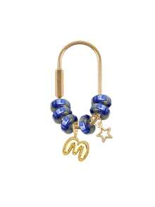 Blue Beaded Letter Keychain,Simple Brass Keychain Holder Clasp With Star Pendan,Fashion Bag Charms, Car Keychain,Gift For Women Girls Handbag Decor - Multicolor - View 21