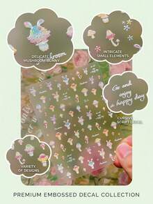 1pc Iridescent Glitter Mushroom Embossed Decorative Sticker, Gradient Candy Color Mushroom With Minimalist English Text, Can Decorate Personal Items, Shell Storage, Free To Stick And Decorate, Create A Fresh Dreamy And Gentle Atmosphere - Forest Mushroom - View 4