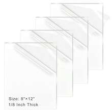 4 Pack 8x12 Inch Acrylic Sheet 1/8" Thick Cast Acrylic Sheet Clear Plexiglass Sheets For Craft Projects Display Cases Signs Photo Frame - Clear - View 1