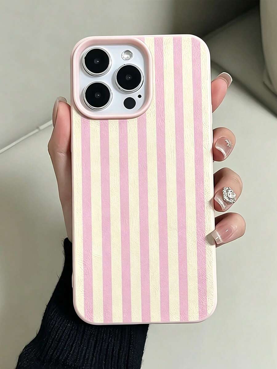 1件時尚極簡粉黃條紋個性化軟 TPU 防震防刮手機殼,適用於 iPhone 17/17Pro/17ProMax/16/16Pro/16ProMax/15/15Pro/15ProMax/14/13/12/11 - 彩色 - 查看 1