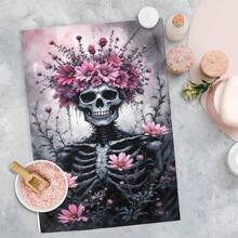 2/4/48pcs Halloween Series Pink Flower Skull Skeleton Pattern Printed Kitchen Towels - Ultra Soft, Highly Absorbent Polyester Dishcloths And Hand Towels, Perfect For Holiday Decor, Kitchen Decor, Party Decor - Multicolor - View 9