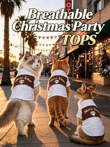 Fun 2026 Christmas Pattern Pet T-Shirt, Suitable For Cats And Dogs, Soft And Skin-Friendly Holiday Cat Supplies, Cute Christmas Outfit To Make Dogs Happy - Multicolor - View 4