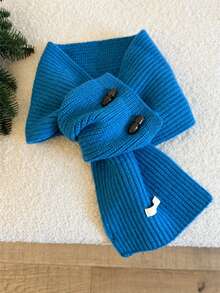 Women's Ribbed Knit Criss-Cross Scarf With Buttons, Comfortable Winter Short Scarf - Scarf - View 7
