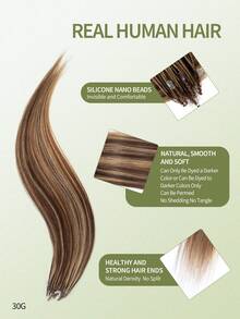 1B Natural Black Straight Human Hair I-Tip Hair Extensions Keratin Bond Invisible Hair Extensions Festival Concert Accessory Summer Travel Vacation Essential - S4/27 - View 4
