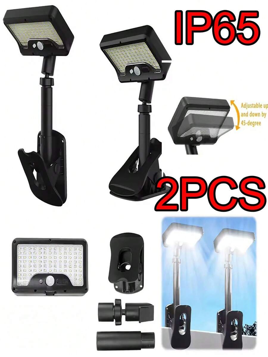 2pcs Adjustable Solar Clip Lights RGB 4 Color Changing Solar Outdoor Spotlight With Remote Control, All-Weather IP65 Waterproof Auto Charging Solar Landscape Lights, Suitable For Fence, Tree, Patio, Backyard Decoration - IP65 Standing Floor Lamp With 4-color Light - View 1