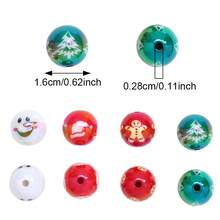 10件/組 卡通聖誕樹雪人珠子 亮面UV色 16MM 白色紅色綠色圓形散珠，適用DIY珠寶與筆飾製作 - 彩色 - 查看 5