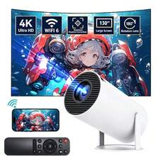 ZZPQVT Mini Proyector, Proyector Portátil con Wifi y Bluetooth, Aplicaciones Integradas | Soporta 4K 1080P, Rotación de 180°, Corrección Trapezoidal Automática, Proyector de Películas Compatible con /USB/TV Stick/Smartphone/Laptop - Ver 4