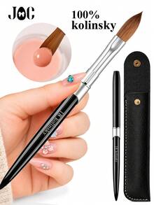 1PC Size 2-18 Kolinsky Acrylic Nail Brush With Leather Case, Professional Sable Nail Art Brush For Acrylic Powder & Extension Gel - Black - View 8