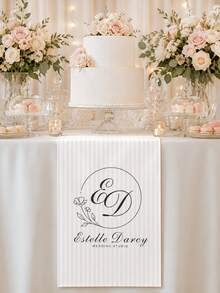 Customized Wedding Table Runner With Name, Sweetheart Table Sign, Suitable For Anniversary Dinner, Fits Wedding Events, Anniversary Parties And Dinner Decoration - Multicolor - View 2