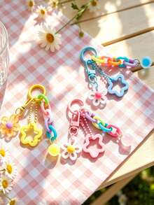 1pc Colorful Bell Keychain Chain Clasp Accessory Decoration With Double Five-Pointed Star - Multicolor - View 1