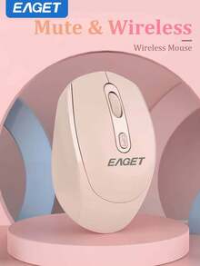 EAGET 2.4G 無線滑鼠，適合工作與旅行，相容 PC，靜音設計，人體工學 - 粉色 - 查看 1