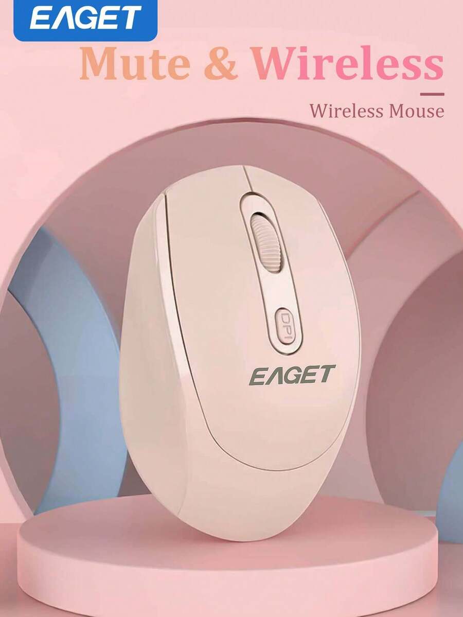 EAGET 2.4G 無線滑鼠,適合工作與旅行,相容 PC,靜音設計,人體工學 - 粉色 - 查看 1